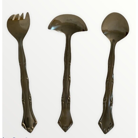 Oneida Northland Stainless Steel Set of 3 Serving Pieces Fork Spoon Ladle GUC - Picture 3 of 11